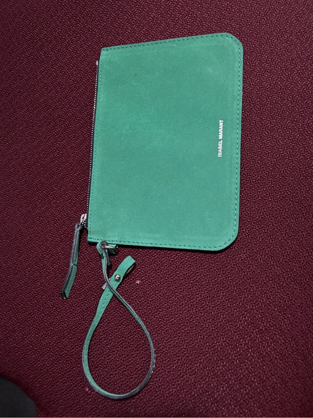 Isabel Marant green suede Wristlet Pouch zip - Picture 2 of 6